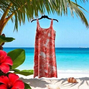 Columbia PFG Swimming Dress Womens Size‎ Medium Coral White UPF50 Coverup Beach